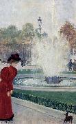 Jean Beraud Parisienne Au Rond-Point Des Champs Elysees oil on canvas